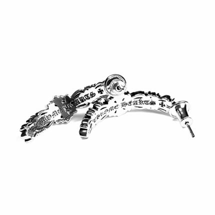 Chrome Hearts Double Floral Cross Hoop Earrings
